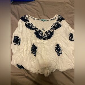 Melissa Odabash embroidered poncho top in O/S